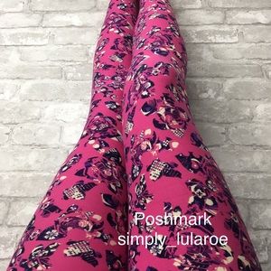 LuLaRoe OS Pink Roses Leggings